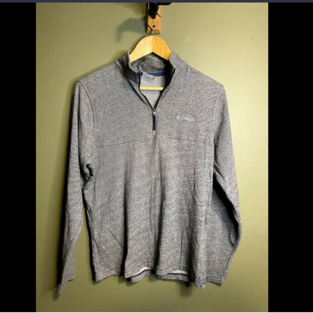 Men's COLUMBIA Heather Gray 1/4 Zip Lightweight Base Layer Size S EUC